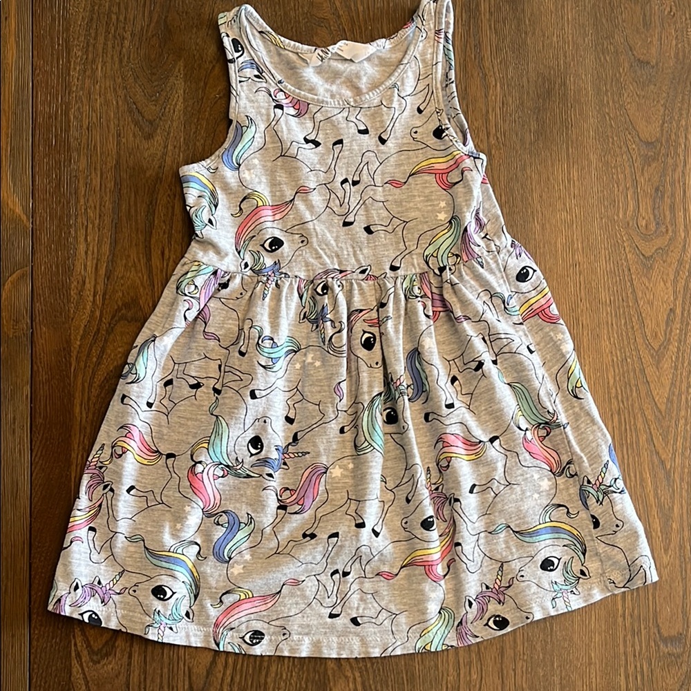 Unicorn Print Kids Dress